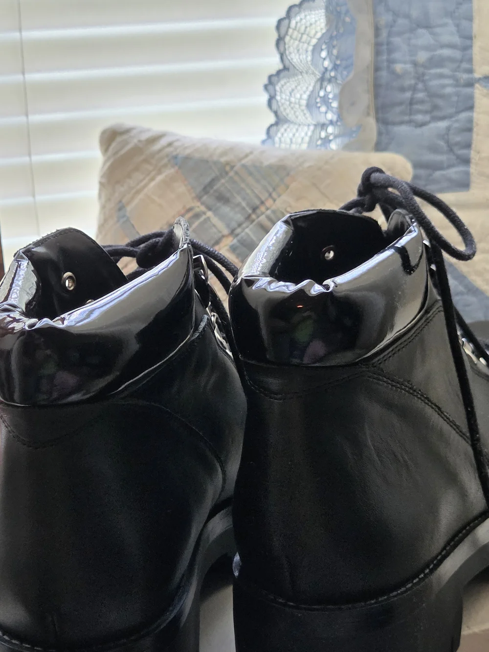 Urban Outfitters-Women's Black Lace-Up Platform Combat Booties